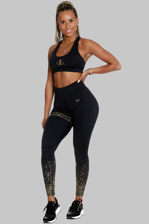 Iconic Gold-Leggings mit Tasche